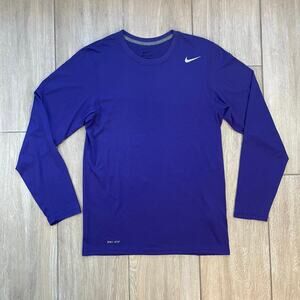 Nike Dri-FIT Long Sleeve Performance Shirt Purple Athletic Top Size Small